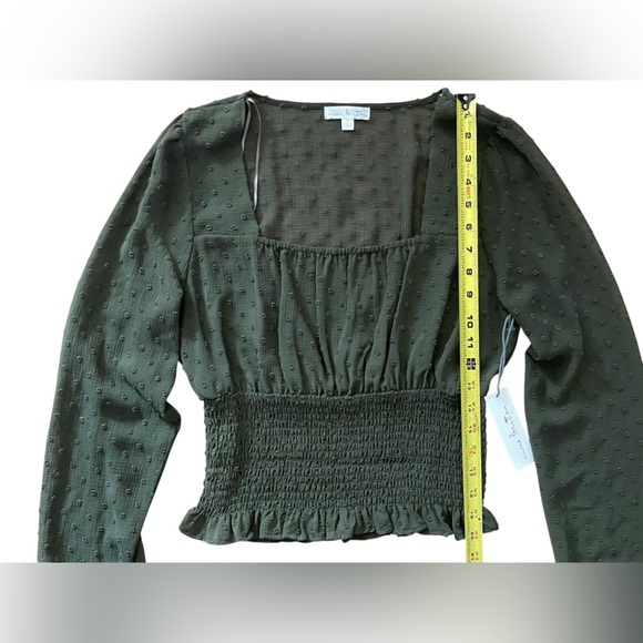 Nine Britton Dark Green Longsleeve Crop Top Blouse - Picture 3 of 7